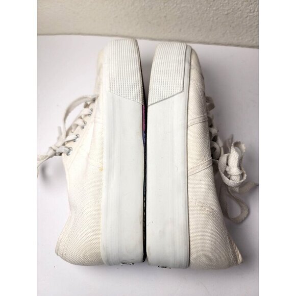 Superga Unisex White Canvas Platform Sneakers Lace-Up Casual Shoes Size M6/ W 7. - Picture 7 of 13